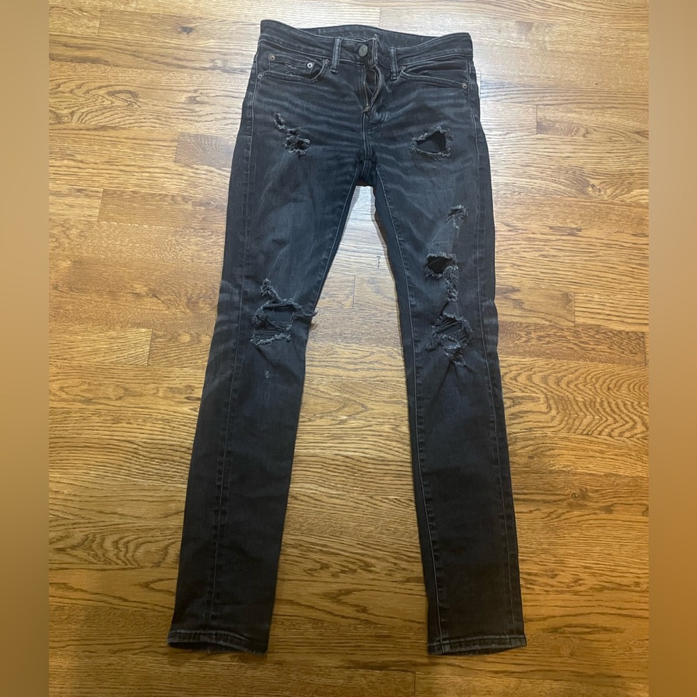 American Eagle Outfitters Black Ripped Skinny Jeans